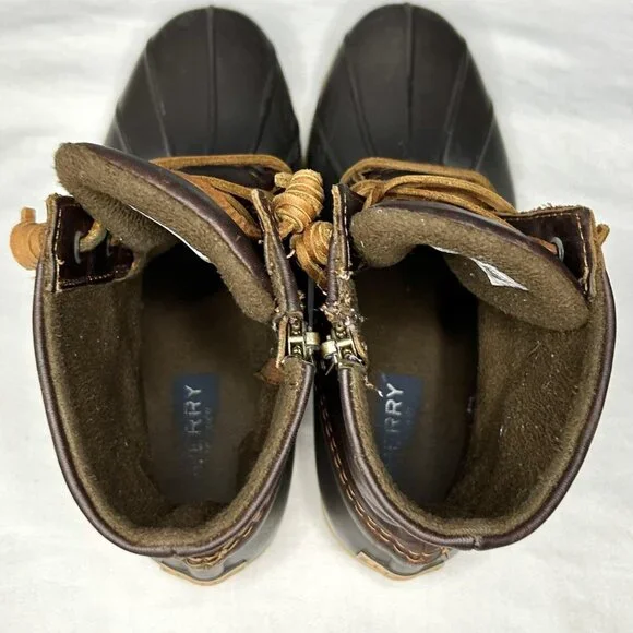 Sperry Saltwater Duck Boots Womens Size 6.5 Brown Leather Rubber Side Zip - Picture 13 of 13